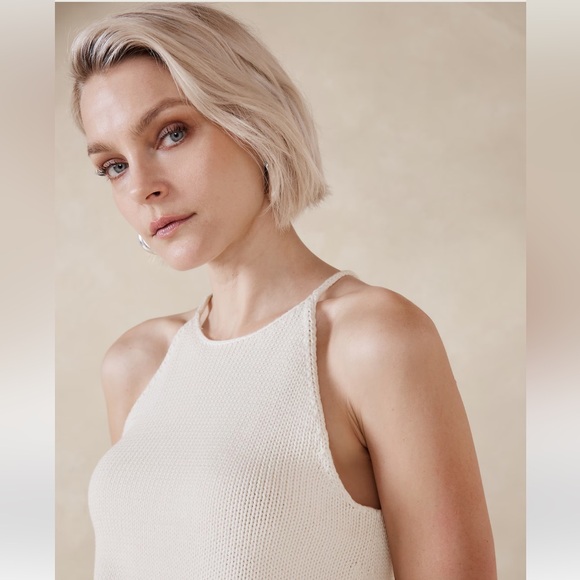 NWT BANANA REPUBLIC COTTON-SILK SWEATER TANK - Picture 4 of 6